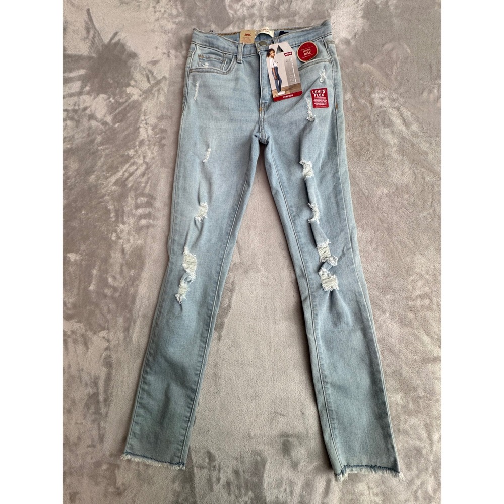 Levis 720 High Rise Super Skinny Distressed Light Wash Girls Jeans Size 12 Reg